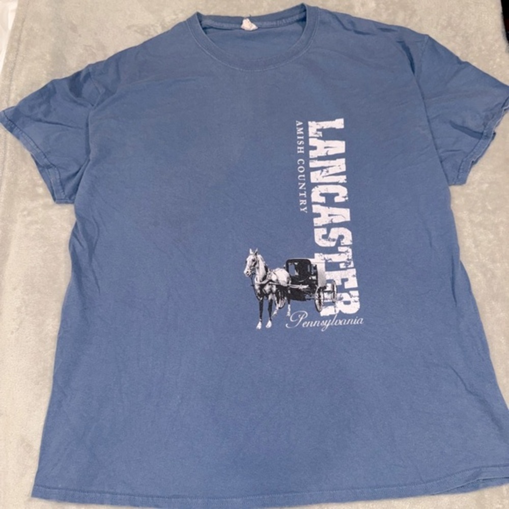 Blue Short Sleeve Tee with Lancaster Graphic